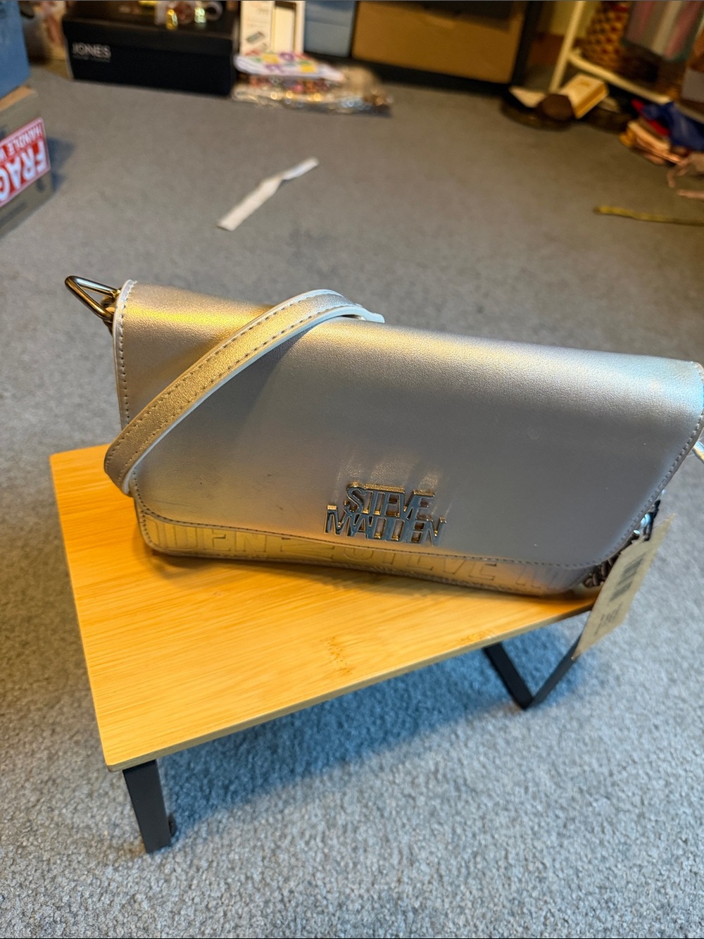 Steve Madden Silver Metallic Crossbody Bag